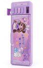 Magic World Kids Pencil Box – Multi-Functional Purple Plastic Geometry Box, Kawaii Anime Girl Stationery Organizer with Push-Button Pop-Up Sharpener for School Girls