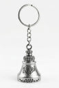 Vintage Silver Guardian Bell Metal Keychain – Lucky Dragon Engraved Biker Keyring
