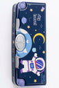 Sky Travel Astronaut Kids Pencil Box – Multi-Functional Navy Blue Plastic Geometry Box, Outer Space Stationery Organizer with Mechanical Push-Button Pop-Up Drawers for School Boys