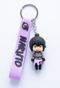 Naruto Sasuke Uchiha Figure Keychain | Chibi Anime Keyring with Purple Wrist Strap