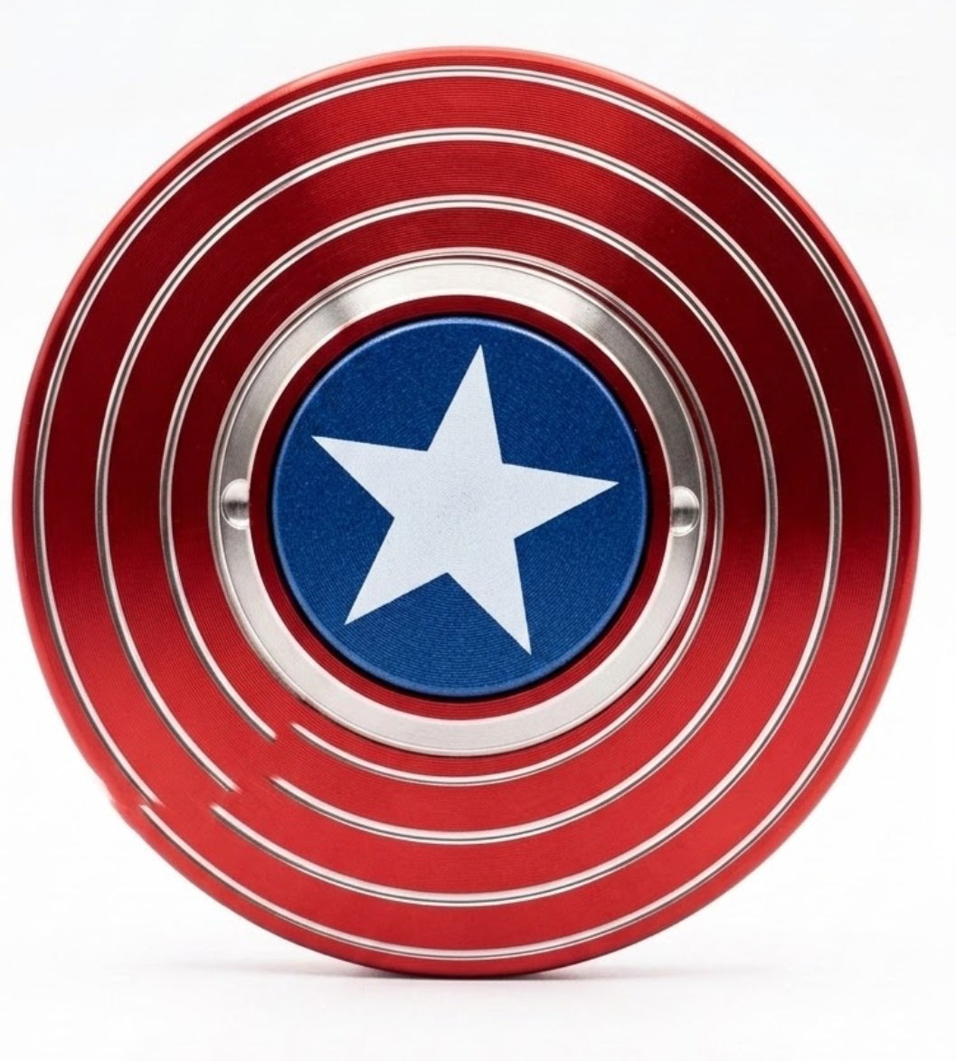 Captain America Shield Fidget Spinner – Metal Alloy EDC Hand Spinner Desk Toy for Stress & Anxiety Relief