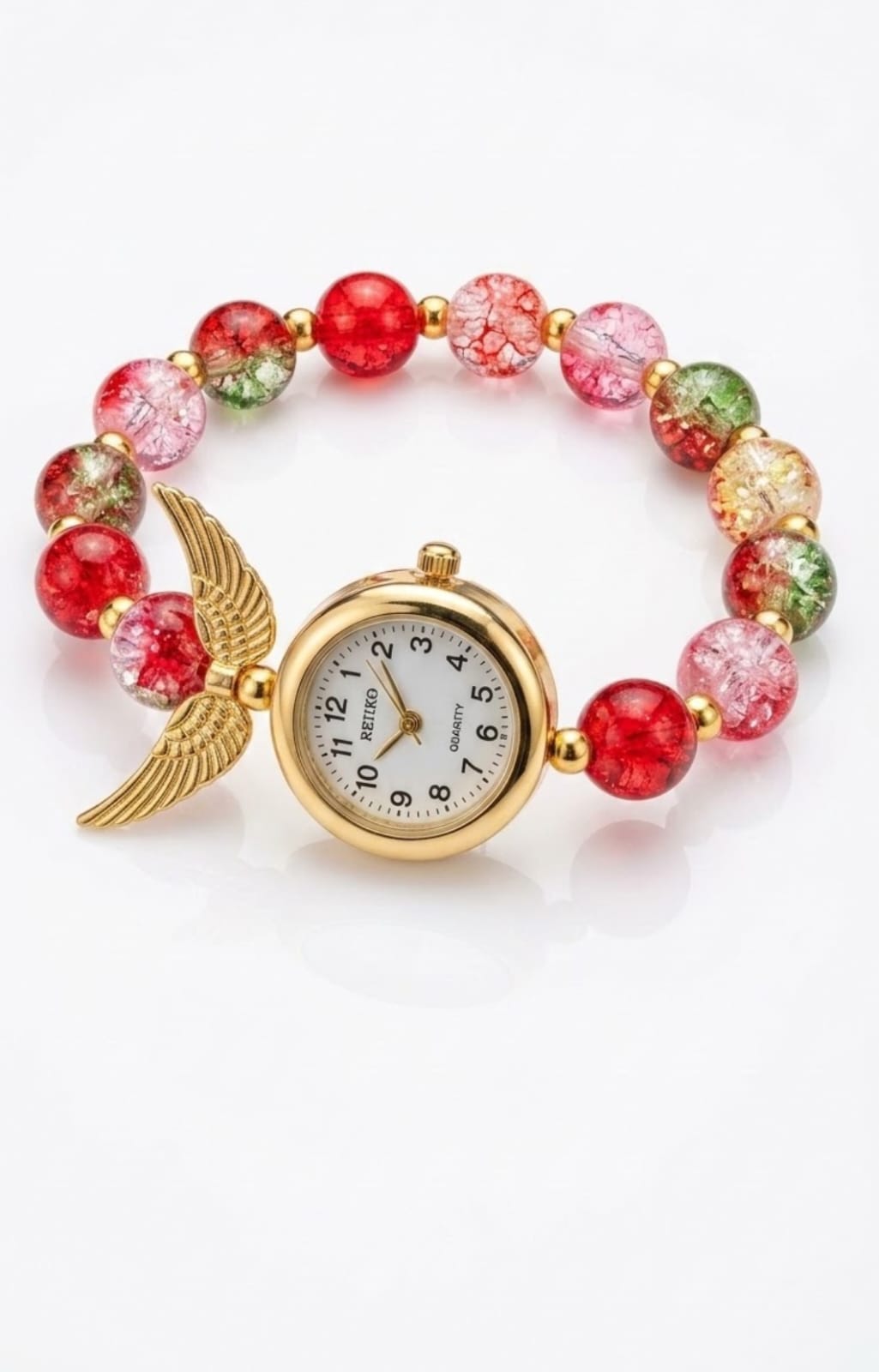 Watch Bead Bracelet for Women, 2 in 1 Adjustable Watch Bracelets Anti-Tarnish Fashion Wrist Accessory