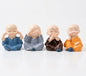 Cute Buddha Monk Figurines Set of 4 – Hear See Speak No Evil Miniature Monks