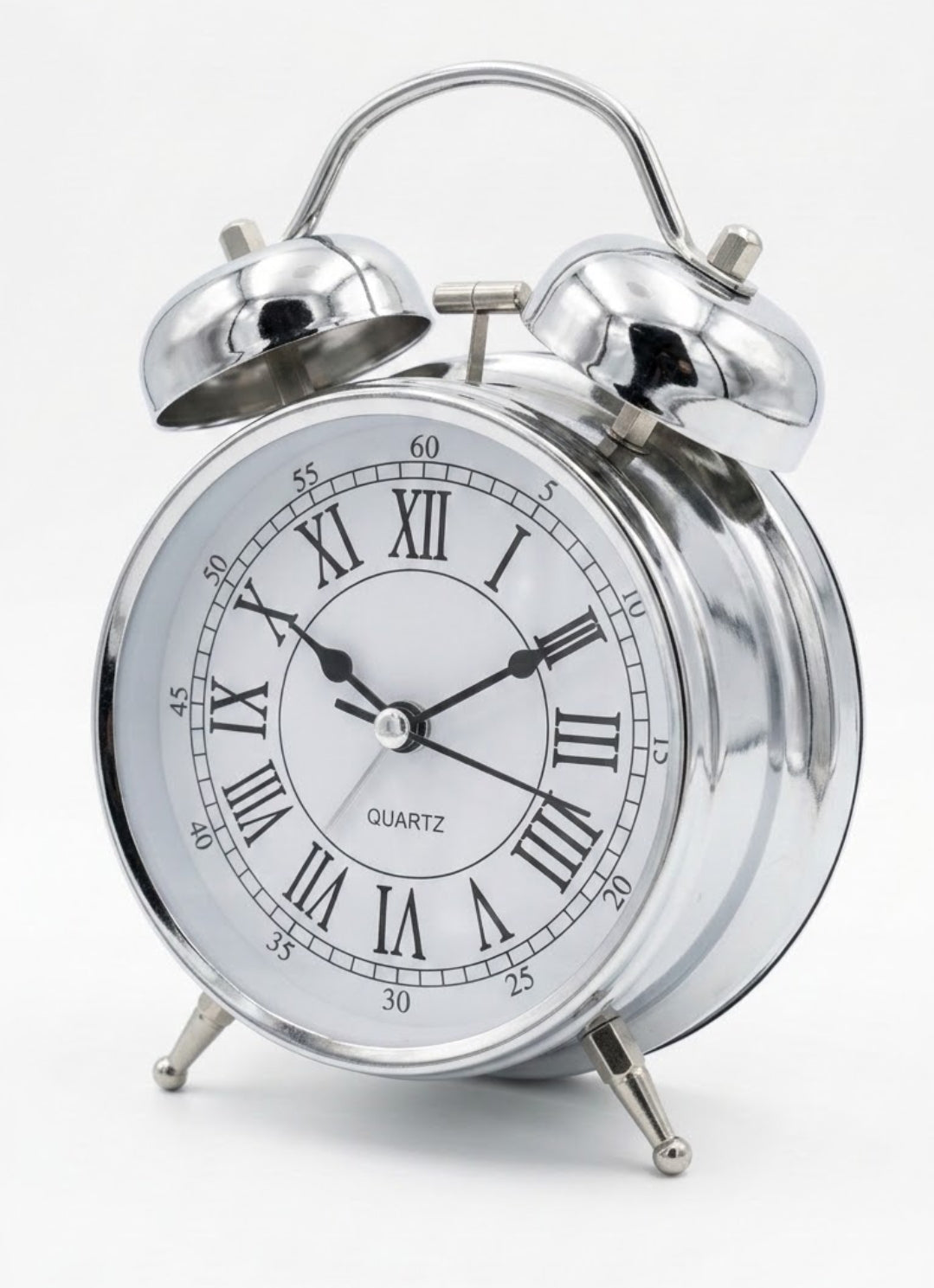 Vintage Twin Bell Alarm Clock – Loud Mechanical Desk Clock with Roman Numerals