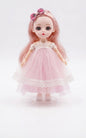 Cute Princess Doll Keychain with Pink Tulle Dress - Mini Ball Jointed Doll Keyring for Bags & Backpacks