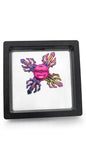 Rainbow Metal Bismuth Crystal Fidget Spinner with 3D Floating Frame Display Case – Cyberpunk Geometric Desk Toy
