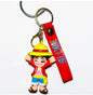 One Piece Monkey D. Luffy 3D Silicone Keychain with Red Wrist Strap – Cute Chibi Straw Hat Pirate Captain Keyring – Durable Anime Backpack Charm & Car Key Accessory Gift for Fans