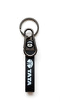 Tata Motors Logo Black Leather Car Keychain – Premium Fob Keyring with Gunmetal Clip