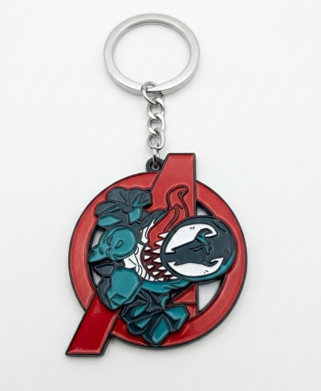 Marvel Venom Avengers Logo Metal Keychain – Symbiote Enamel Superhero Keyring