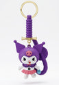 Sanrio Kuromi Libra Zodiac Rubber Keychain – Purple Anime Keyring with Twisted Strap