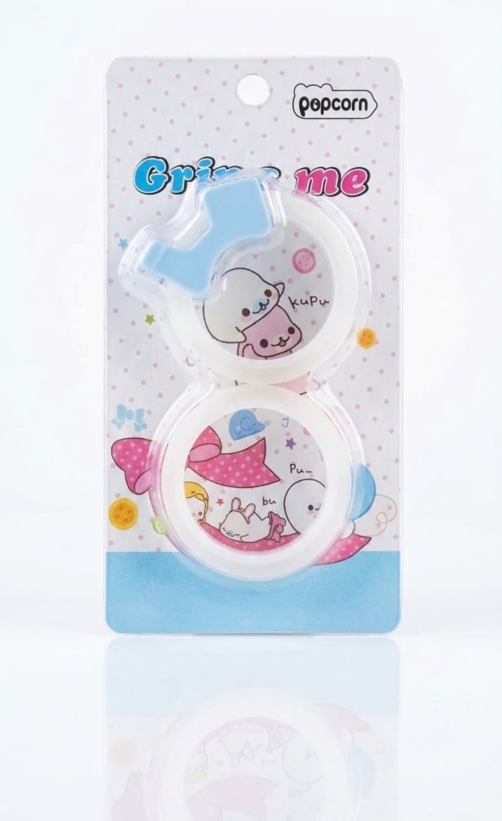Cute Kawaii Double-Sided Adhesive Grip Tape Set (2-Pack) with Mini Bow Tape Cutter – Clear Strong Traceless Sticky Tape for Crafting, DIY & Journaling