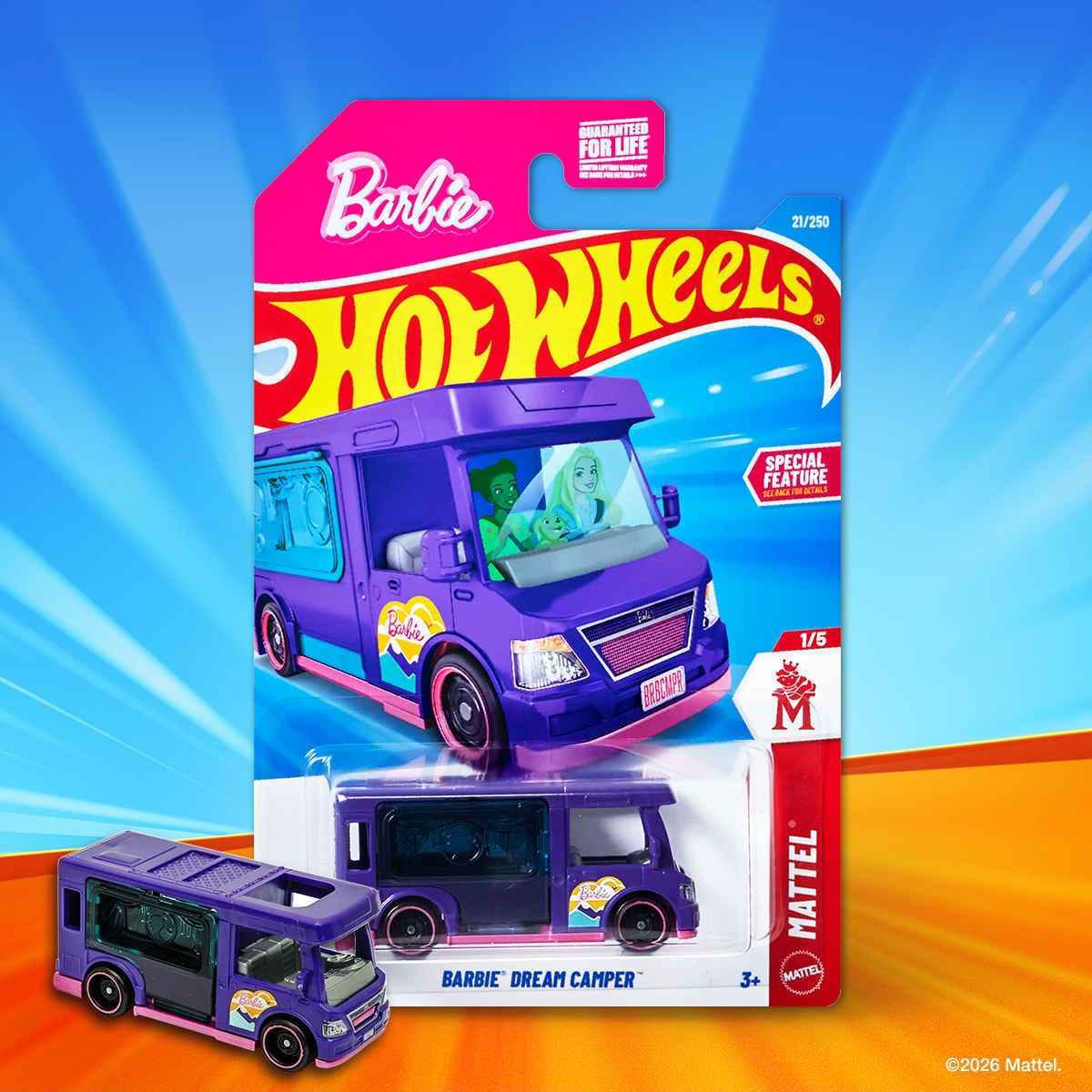 Hot Wheels Barbie Dream Camper Mattel Ages 3 and Up 21/250 (Purple)