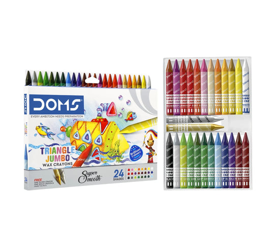 Doms Wax Crayons Triangle Jumbo, 90mm, 24 Shades