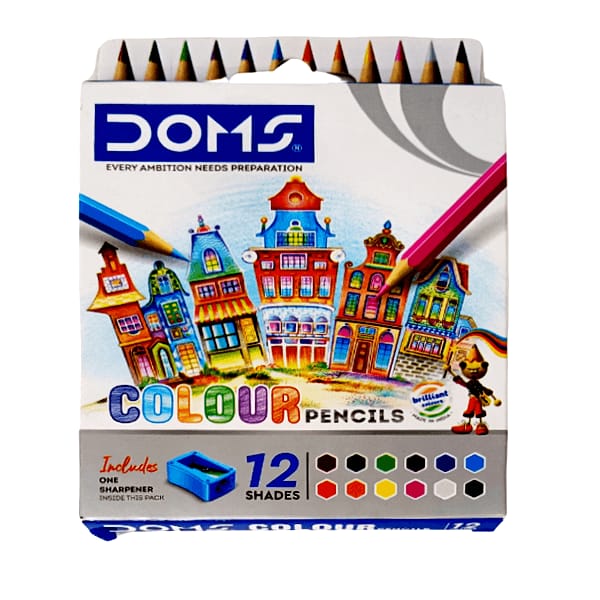 Doms Colour Pencils 12 Assorted Shades 1 Set (Small)