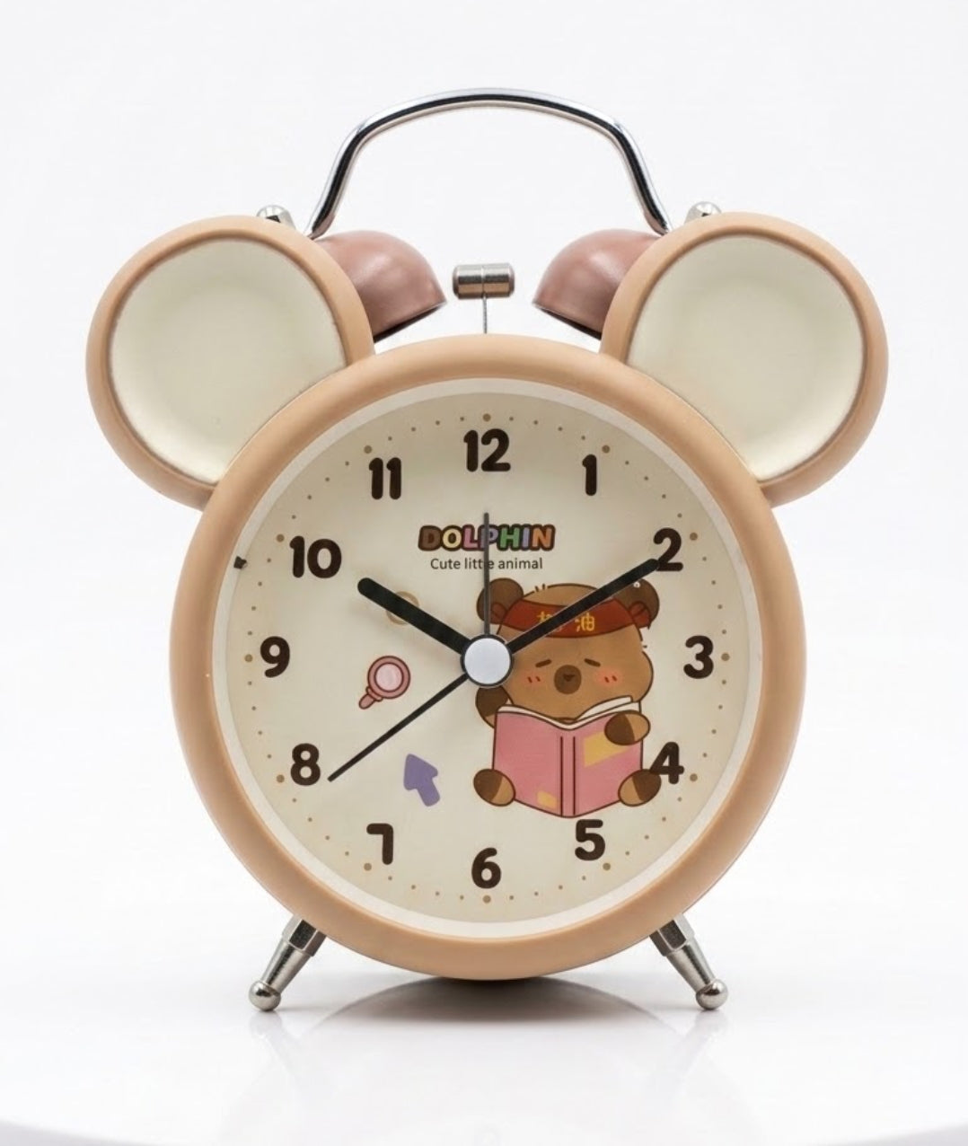 Cute Bear Twin Bell Alarm Clock – Kids Cartoon Desk Clock with Mouse Ear Bells