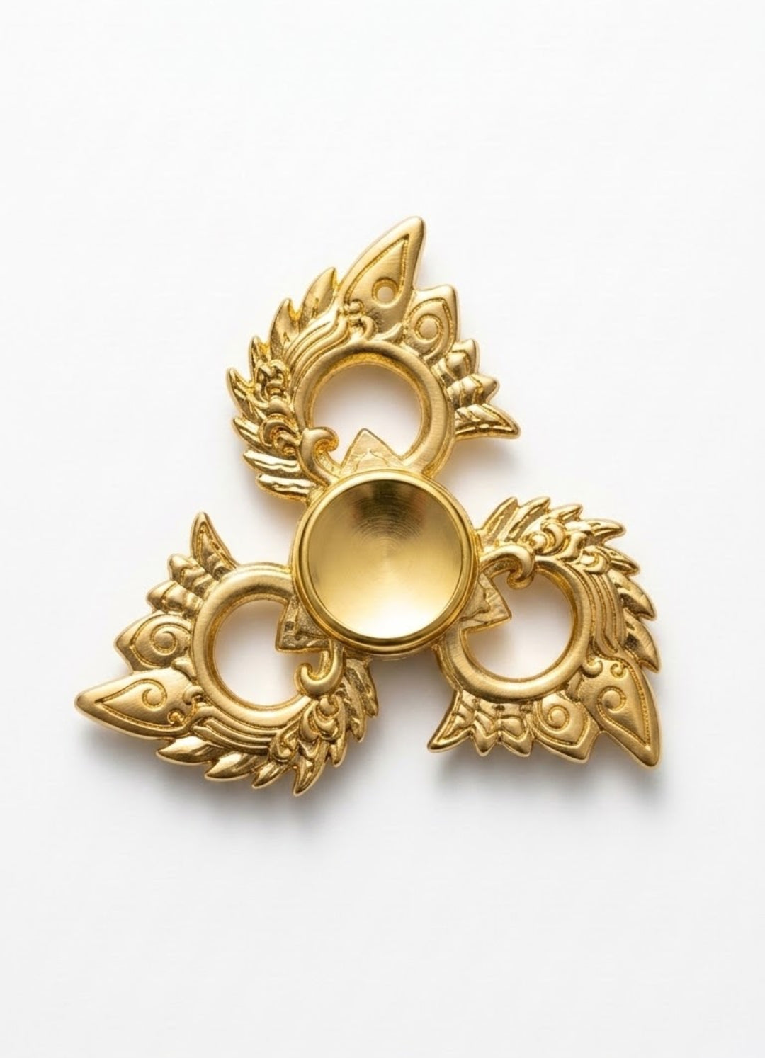 Luxury Gold Metal Fidget Spinner – Ornate Dragon Wing Design Premium EDC Desk Toy
