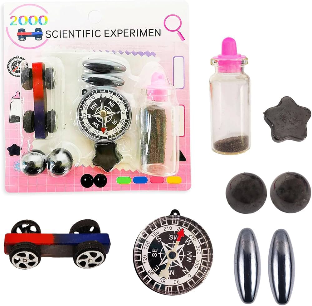 Kids Magnetic Science Experiment Kit – Educational STEM Toy with Compass, Car, and Magnets