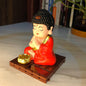 Solar Powered Nodding Buddha Statue with Golden Lotus – Praying Little Monk Figurine for Car Dashboard Decor – Spiritual Feng Shui Ornament for Home Office & Zen Meditation Room