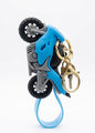 Sport Motorcycle Rubber Keychain with Blue Wrist Strap – Cute Sportbike Keyring for Bikers