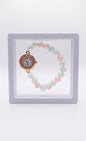 Pastel Multicolor Crystal Beaded Bracelet Watch for Women – Rose Gold Analog Quartz Wrist Watch