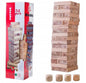 54-Piece Wooden Stacking Blocks Tower Game – Numbered Tumble Tower Set with 4 Wooden Dice for Kids and Family