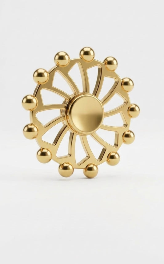 Luxury Gold Metal Ferris Wheel Fidget Spinner – 12-Bead Geometric Steering Wheel Desk Toy