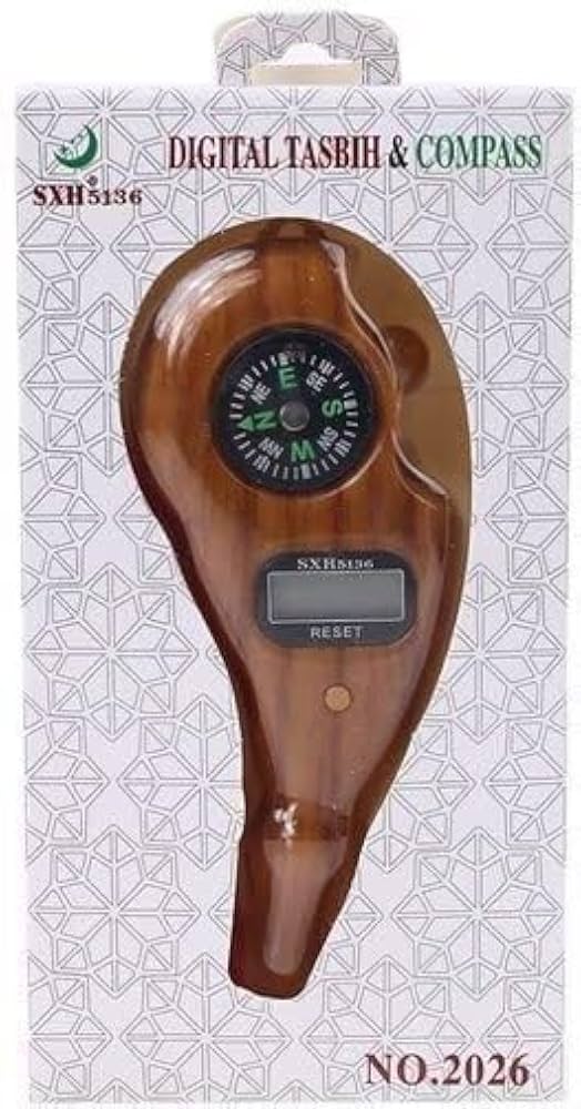 Digital Tasbih Counter with Qibla Compass – Electronic LED Prayer Beads Tally Clicker for Dhikr and Zikr