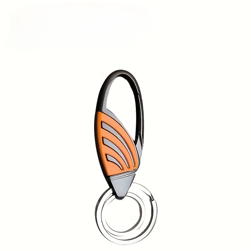 Premium Zinc Alloy Carabiner Keychain with Orange Accents – Heavy-Duty Anti-Lost Car Key Clip – Luxury Dual Ring Valet Key Holder & Belt Loop Hook Gear for Men & Women