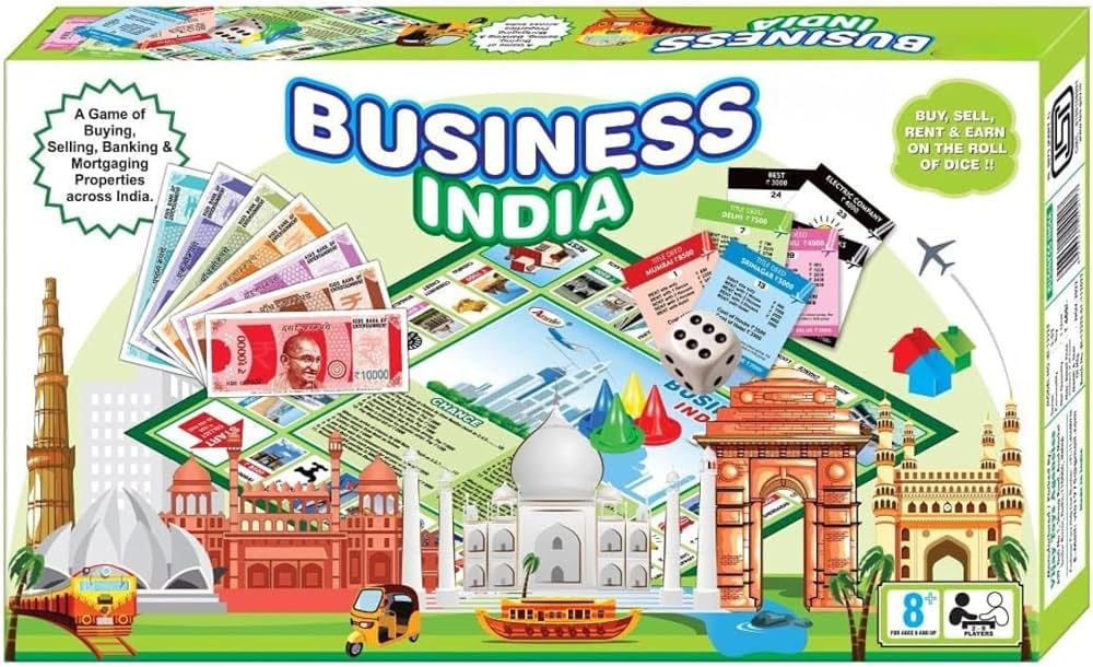Business India Board Game – Classic Monopoly Style Property Trading Game, Family Strategy Buying & Selling Board Game for Kids & Adults Ages 8+