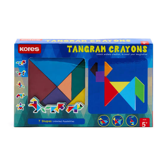 Kores Tangram Crayons Set (7 Shapes) – Creative Block Crayons & Geometric Puzzle Toy for Kids Age 5+