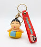 Crayon Shin-chan Bath Time Silicone Keychain with Red Wrist Strap – Cute 3D Anime Figure Backpack Charm & Car Key Ring Accessory