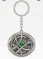 Doctor Strange Eye of Agamotto Metal Keychain with Green Crystal Time Stone – Marvel Avengers Superhero Cosplay Key Ring & Backpack Charm