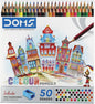 DOMS Premium Colour Pencils Set (50 Shades) – Vibrant Artist Coloring Pencils Kit with 2 Free Sharpeners for Kids, Students, Drawing & Sketching