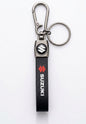 Suzuki Leather Car Keychain | Premium Logo Keyring with Carabiner Clip for Car & Bike