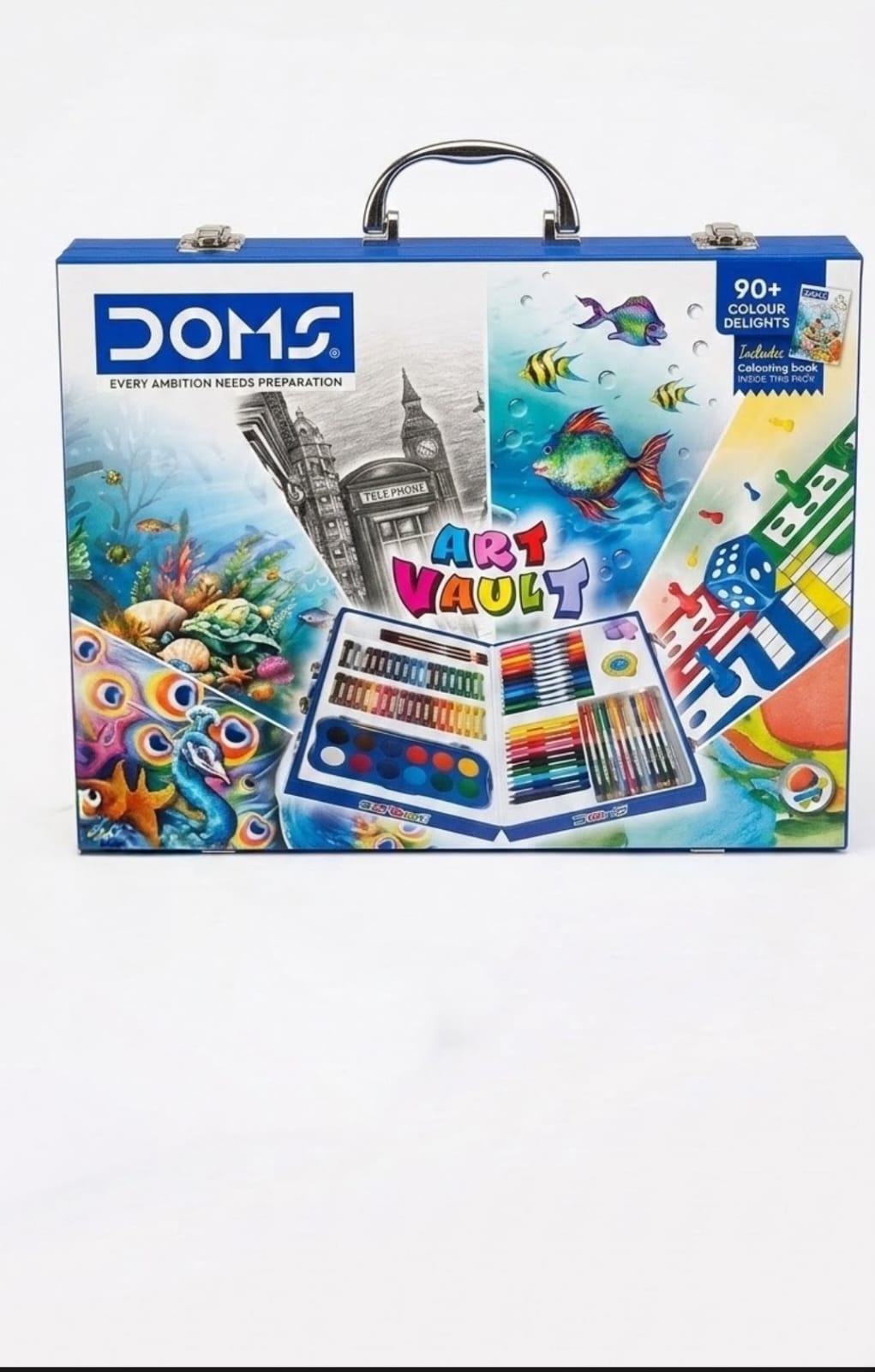 DOMS Art Vault Complete 90+ Piece Kids Drawing & Painting Set in Premium Case – Deluxe Mega Art Kit with Watercolors, Sketch Pens, Oil Pastels & Coloring Book – Ultimate Birthday Gift for Boys & Girls