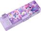 Cute Unicorn Multi-Functional Pencil Box – Purple Mechanical Stationery Case with Pop-Up Buttons & Sharpener