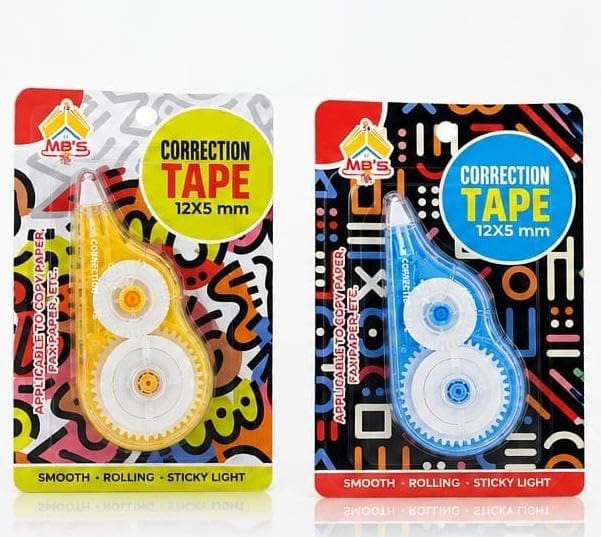 MB's White Out Correction Tape (12mm x 5m) – Smooth Eraser Tape for School & Office Supplies