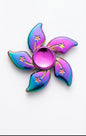 Rainbow Metal Flower Fidget Spinner – 5-Blade Star Engraved Pinwheel Premium EDC Desk Toy