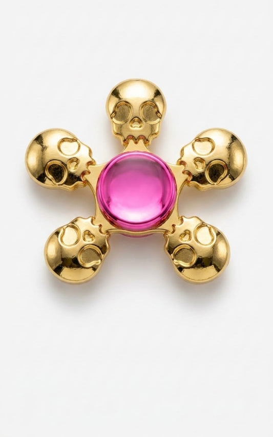 Luxury Gold Skull Metal Fidget Spinner – 5-Arm Gothic Skeleton Premium EDC Desk Toy